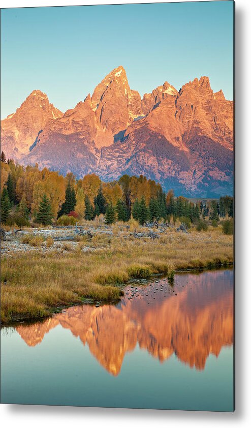 Grand Teton Metal Print featuring the photograph Cathedral Group Reflection by D Robert Franz