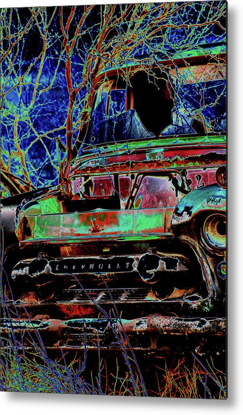 Chevy Metal Print featuring the photograph Chevy Long Gone by Charles Benavidez