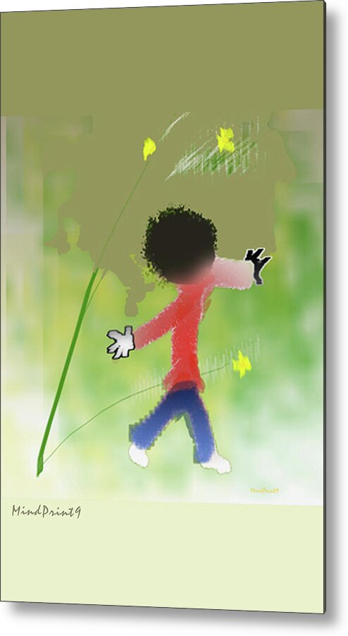 Child Metal Print featuring the digital art Child in Nature by Asok Mukhopadhyay