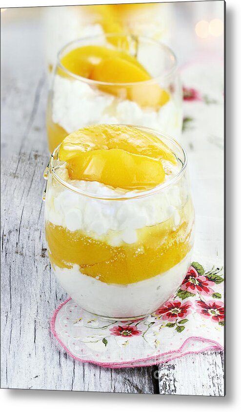 Cottage Cheese Metal Print featuring the photograph Cottage Cheese and Peaches by Stephanie Frey