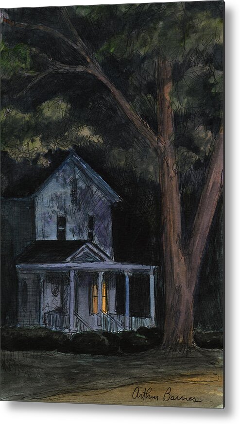 Landscape Metal Print featuring the painting Downstairs light by Arthur Barnes