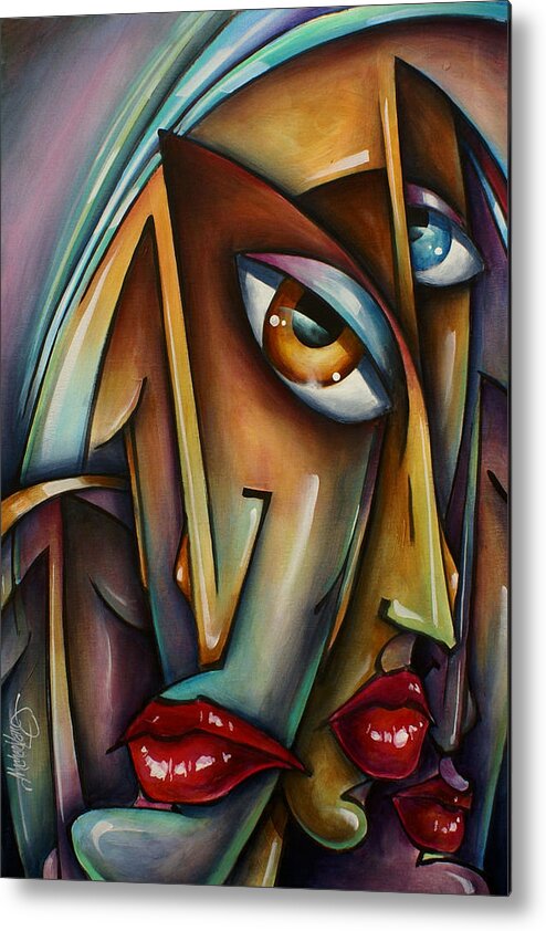 Faces Metal Print featuring the painting 'Faces' by Michael Lang