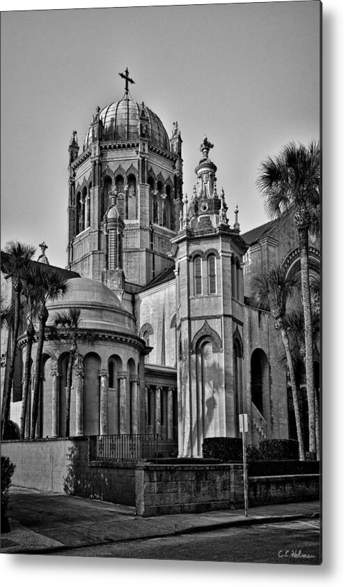 Flagler Metal Print featuring the photograph Flagler Memorial Presbyterian Church 3 - BW by Christopher Holmes