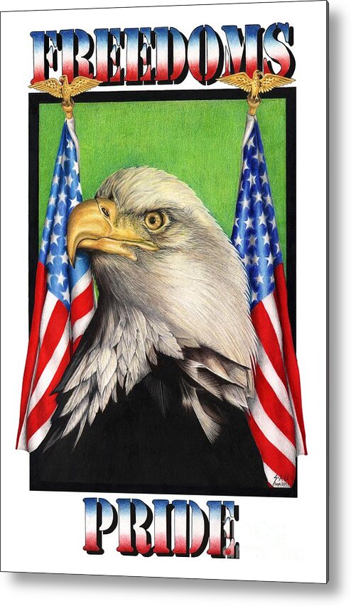 Eagle Metal Print featuring the drawing Freedoms Pride by Sheryl Unwin