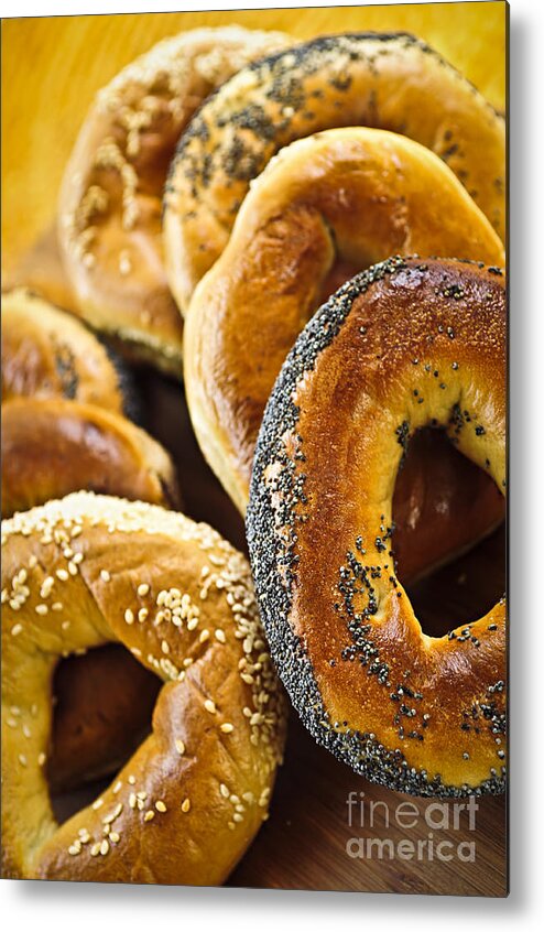 Bagel Metal Print featuring the photograph Fresh bagels by Elena Elisseeva