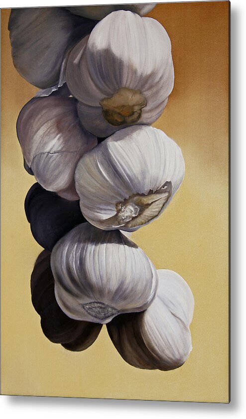 Still Life Metal Print featuring the painting Garlic Still Life by Matthew Bates