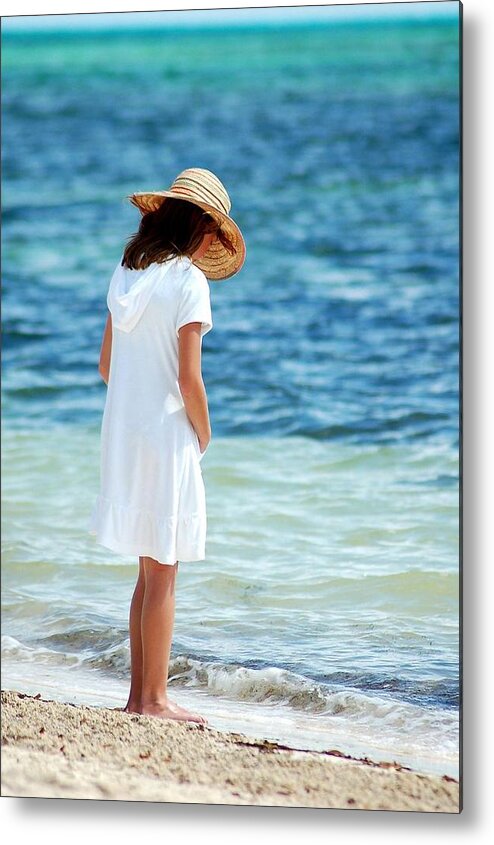 Beach Metal Print featuring the photograph Girl On A Beach by Sandra Sigfusson