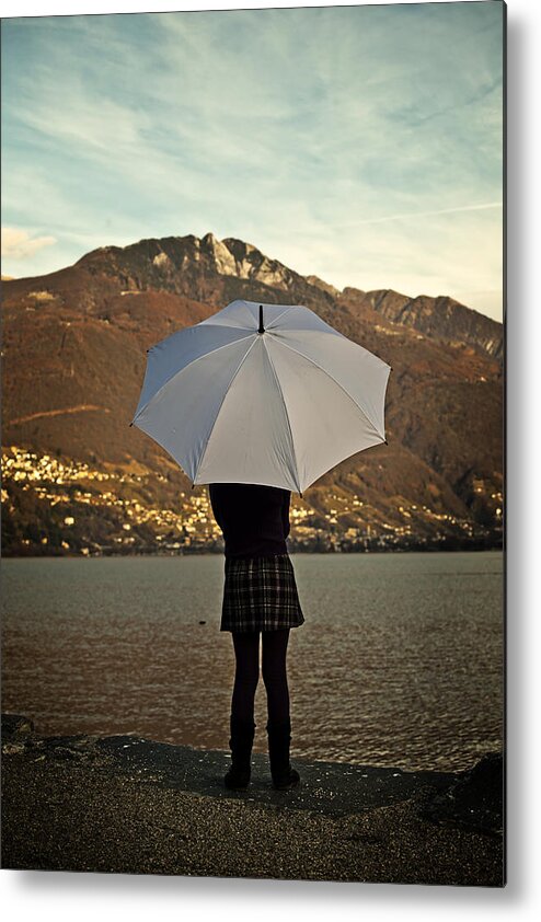 Girls Metal Print featuring the photograph Girl With Umbrella by Joana Kruse