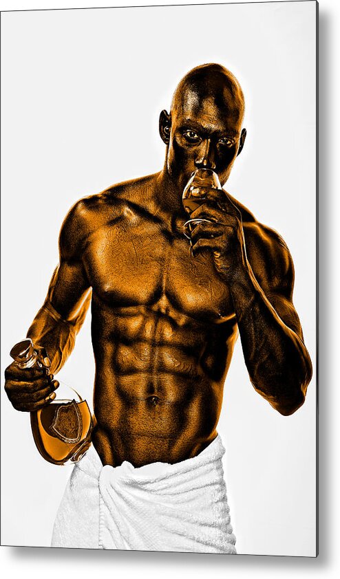 Fitness Metal Print featuring the photograph Golden Man by Val Black Russian Tourchin