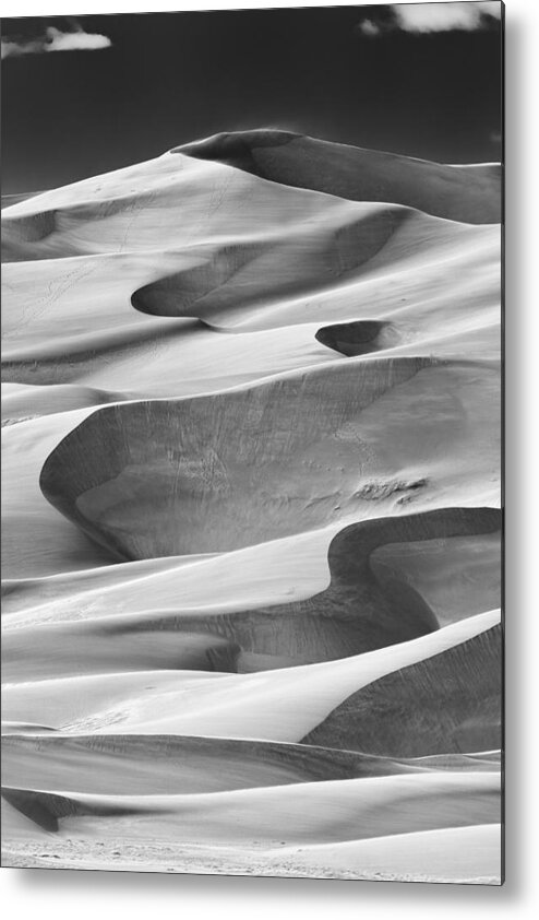 Sand Metal Print featuring the photograph Great Sand Dunes Black and White by Adam Pender