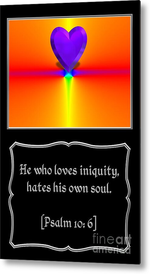 Psalm 10: 6 Metal Print featuring the photograph Heart and Love Design 9 with Bible Quote by Rose Santuci-Sofranko