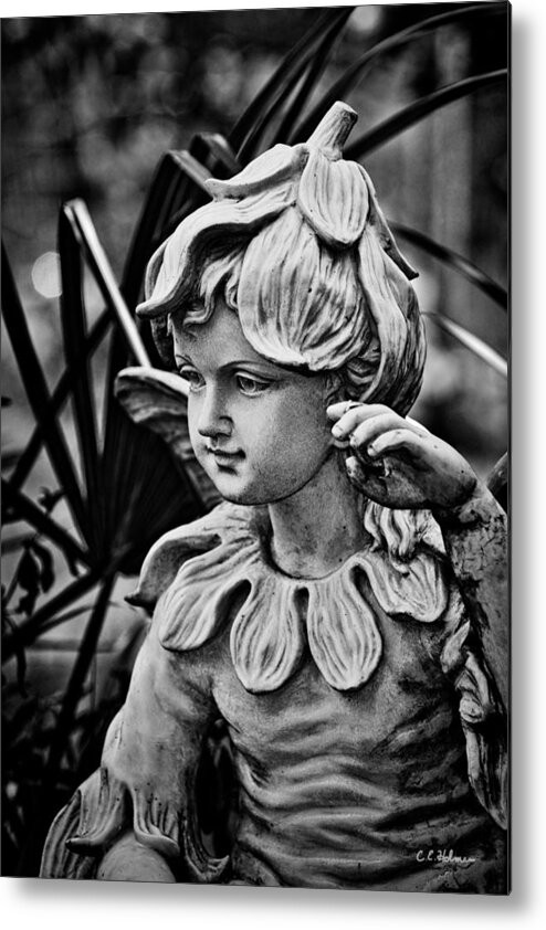 Statue Metal Print featuring the photograph In The Garden - BW by Christopher Holmes