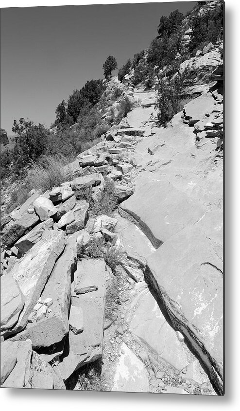 Trail Metal Print featuring the photograph Looking Up the Hermit's Rest Trail BW by Julie Niemela