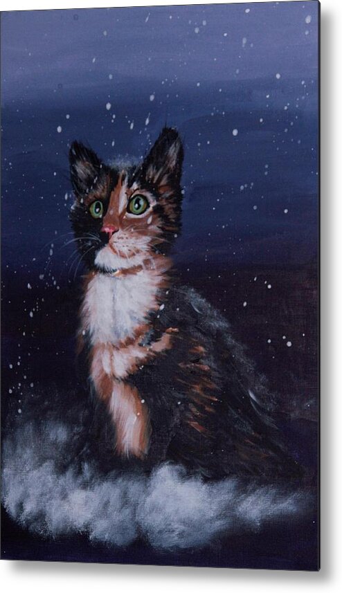 Cat Metal Print featuring the painting Masycat by Elena Melnikova