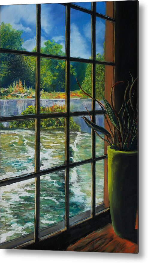 River Pastels Metal Print featuring the pastel Mill with a view by Peter Jackson