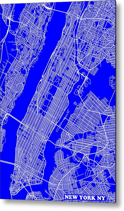 New York City Metal Print featuring the photograph New York City Map Streets Art Print  by Keith Webber Jr