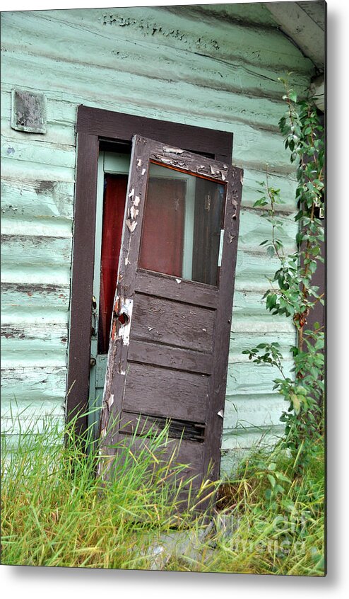 Old Metal Print featuring the photograph Old Door on Rustic Alaska Cabin by Gary Whitton