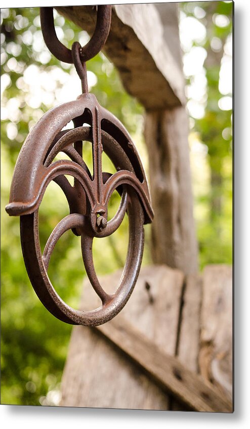 Old Pulley Metal Print featuring the photograph Old Well by Debbie Karnes