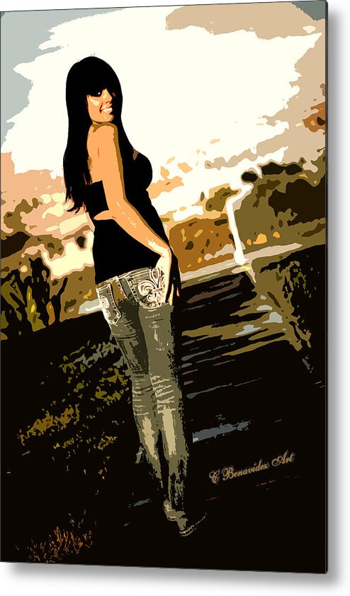 Female Metal Print featuring the photograph On a Walk by Charles Benavidez