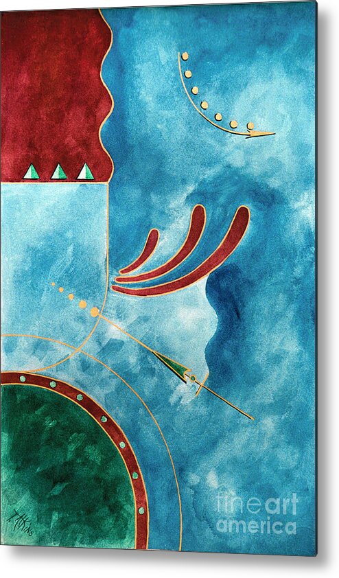 Blue Metal Print featuring the painting On the Straight and Arrow by Teri Atkins Brown