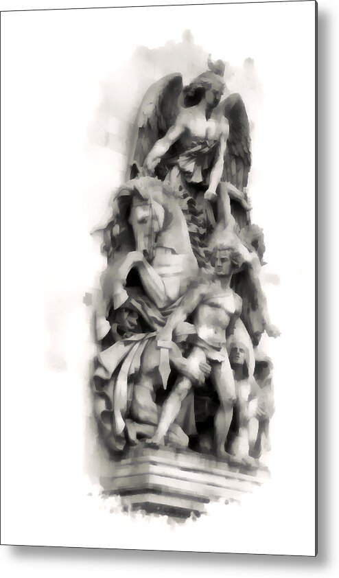 B&w Metal Print featuring the photograph Paris Statuary by Gordon Engebretson