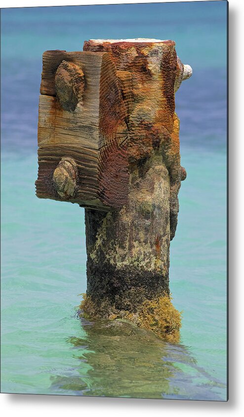 Aruba Metal Print featuring the photograph Rusted Dock Pier of the Caribbean IV by David Letts