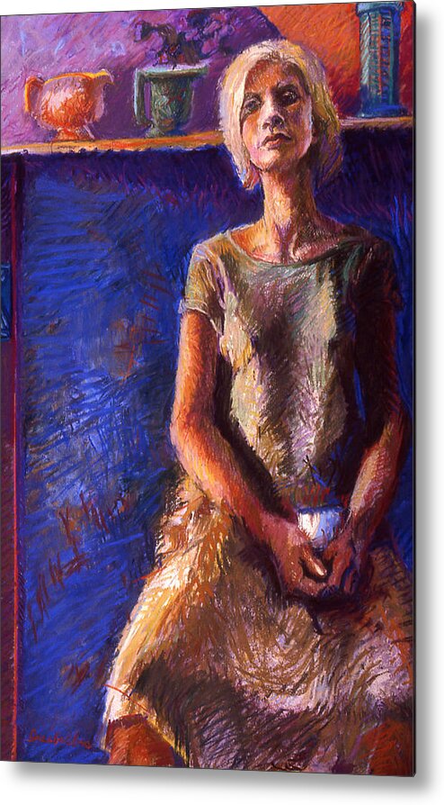 Woman Metal Print featuring the painting Seated Woman by Ellen Dreibelbis
