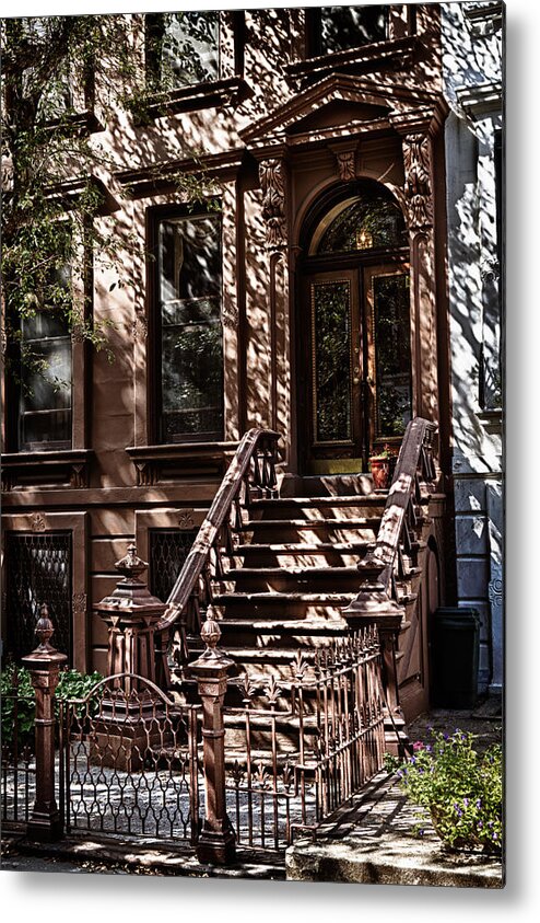 Architecture Metal Print featuring the photograph Shadows Play on Brownstone by Val Black Russian Tourchin