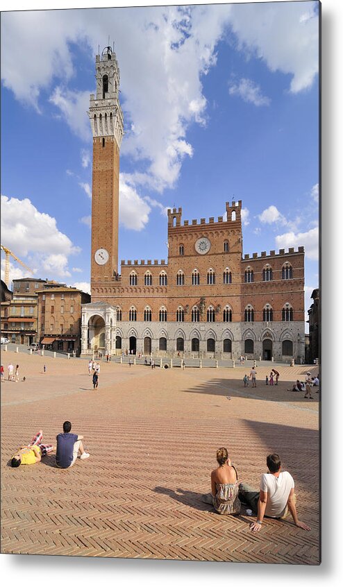 Siena Metal Print featuring the photograph Siena Piazza del Campo with Palazzo Pubblico by Matthias Hauser