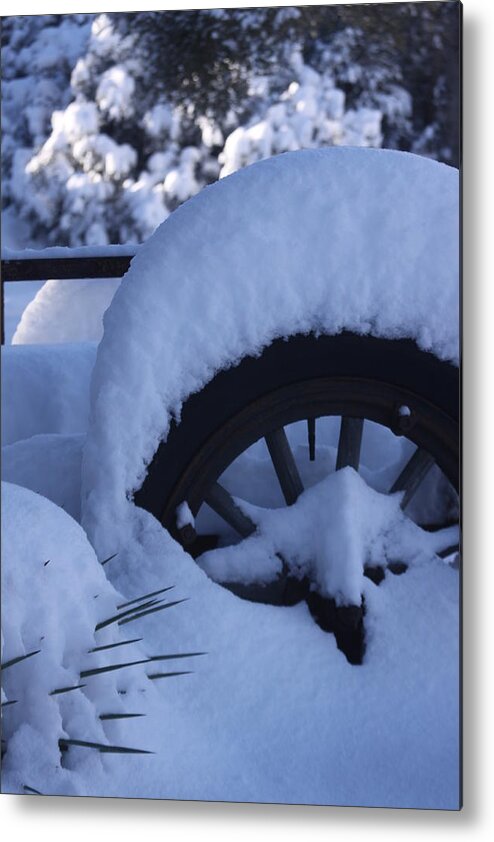 Wagon Wheel Metal Print featuring the photograph Snowscape Two by Scott Brown