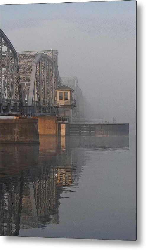 Steel Bridge Metal Print featuring the photograph Steel Bridge in Fog - vertical by Tim Nyberg