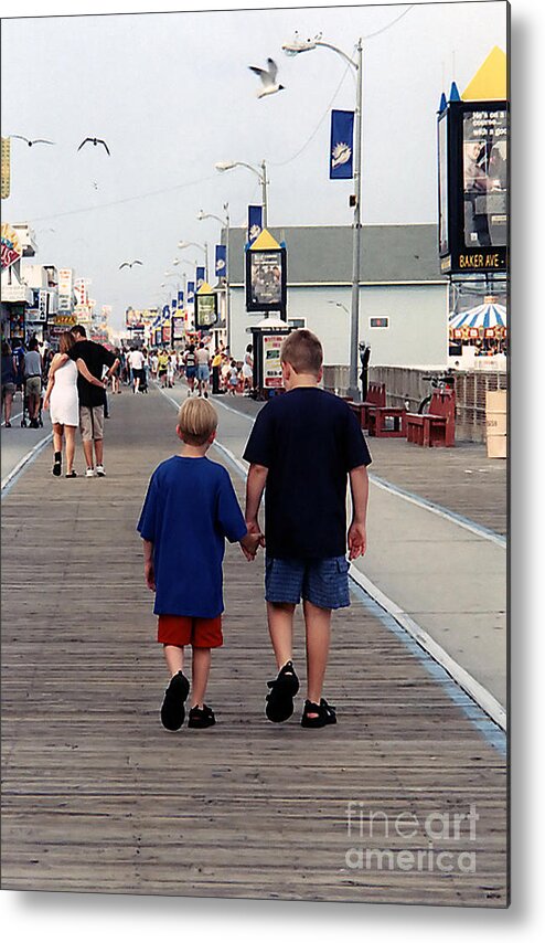 People Metal Print featuring the photograph Strolling Down The Boardwalk by Susan Stevenson