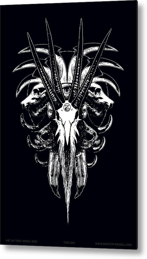 Skulls Metal Print featuring the mixed media This Sin by Tony Koehl