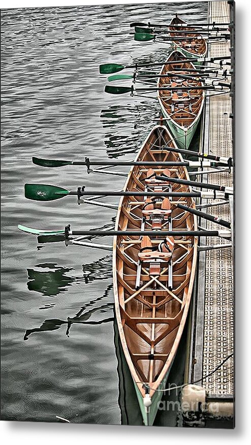 Royal Albert Dock Metal Print featuring the photograph Triple Sculls by Jack Torcello