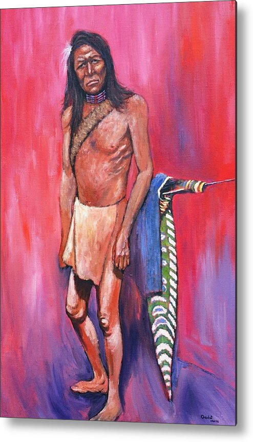 Native Metal Print featuring the painting Warrior by Charles Munn