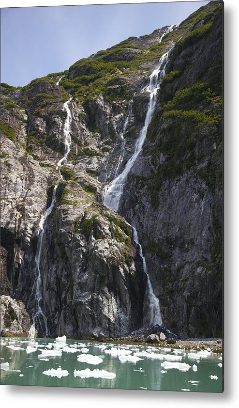 Mp Metal Print featuring the photograph Waterfalls Near South Sawyer Glacier by Matthias Breiter