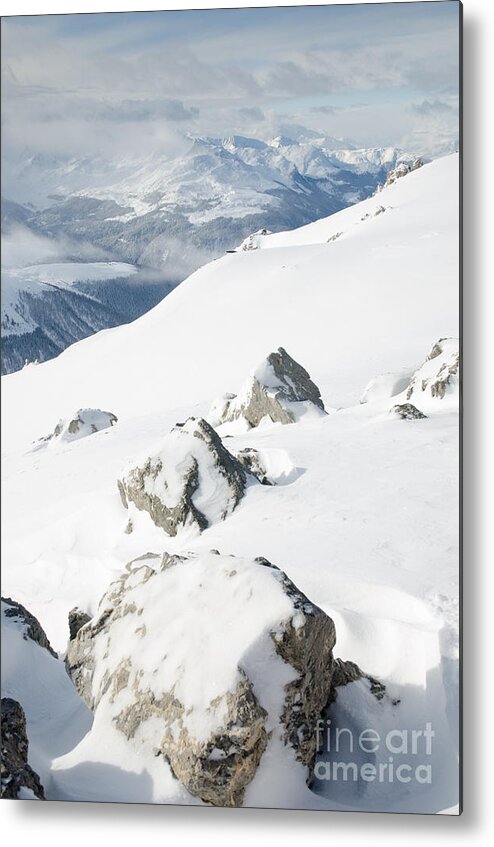 View Metal Print featuring the photograph WEISSFLUHGIPFEL SUMMIT P view from summit in winter by Andy Smy