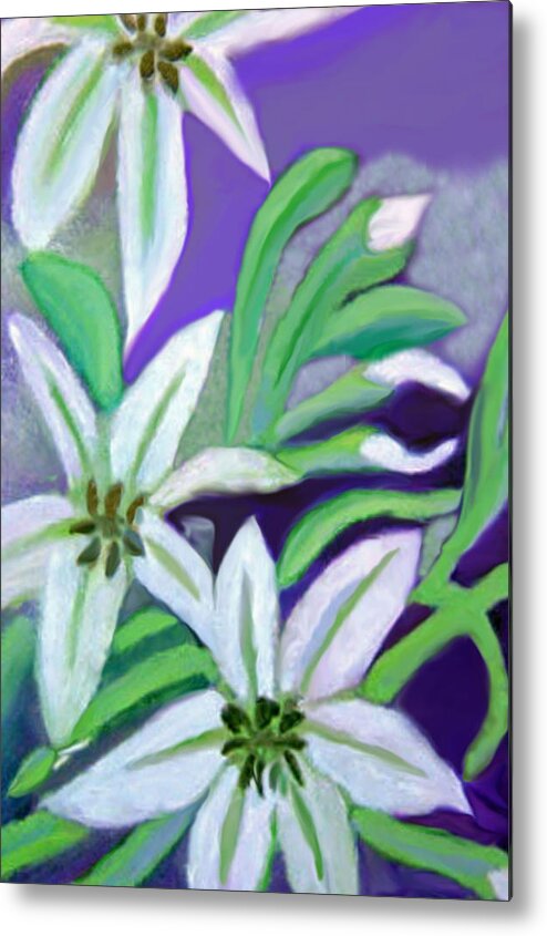 Flower Painting Metal Print featuring the painting White Lilies by Margaret Harmon
