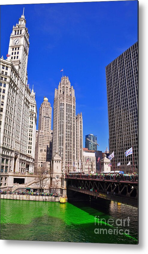 Wrigley Tower Chicago Metal Print featuring the photograph Wrigley Tower by Dejan Jovanovic