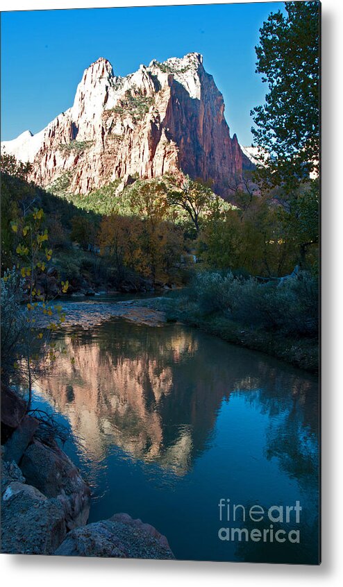 Reflection Metal Print featuring the photograph Zion Reflection by Bob and Nancy Kendrick