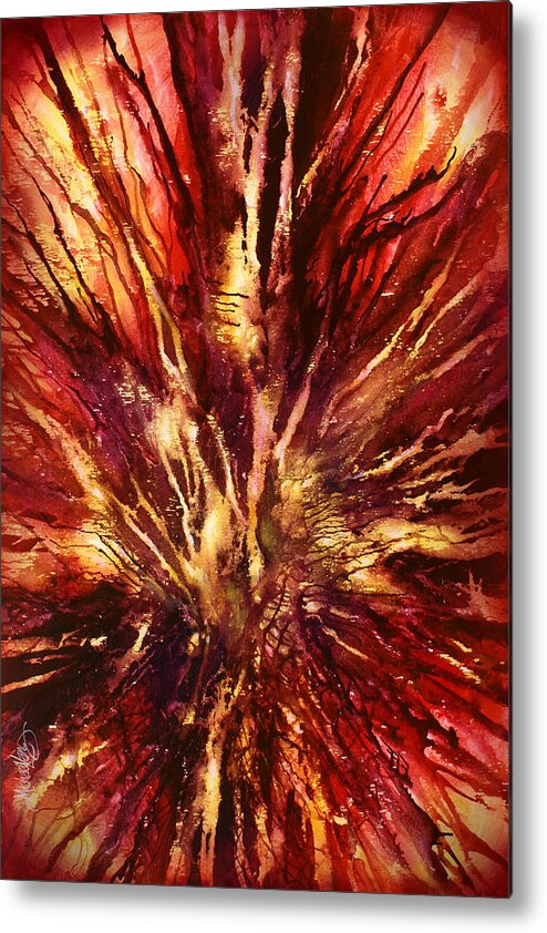 Abstract Metal Print featuring the painting ' Inferno' by Michael Lang