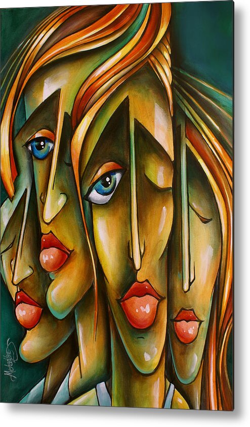 Portrait Metal Print featuring the painting ' Pose ' by Michael Lang