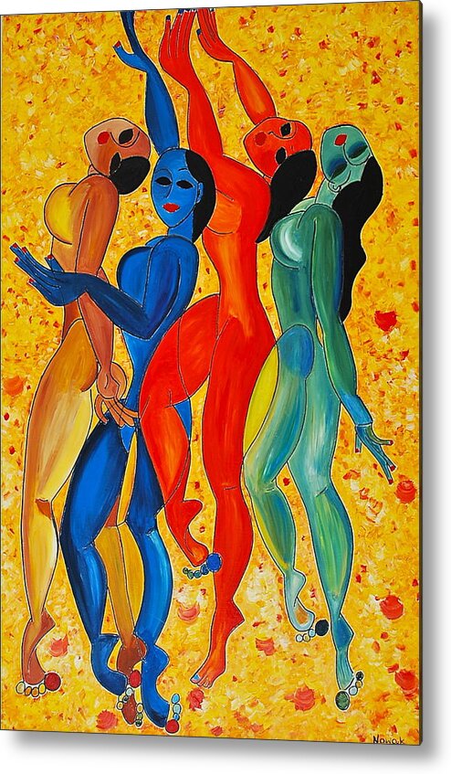 Nude Metal Print featuring the painting Dancing Aphrodities by Dorota Nowak