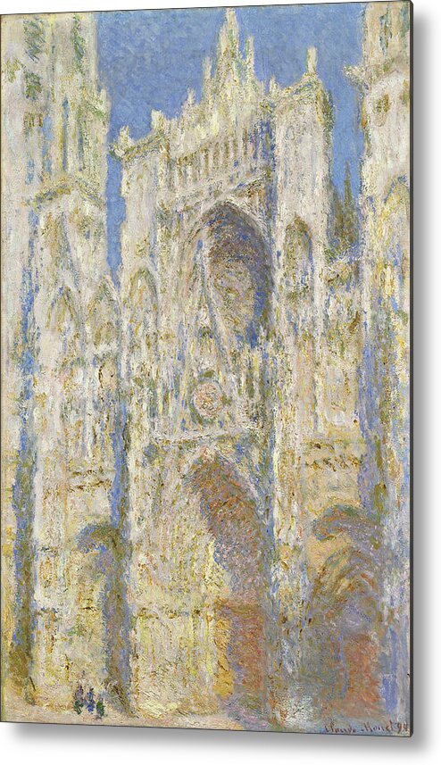 Rouen Metal Print featuring the painting Rouen Cathedral West Facade Sunlight by Claude Monet