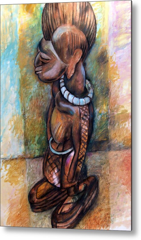 African Metal Print featuring the painting African Statue #1 by Joe Roache