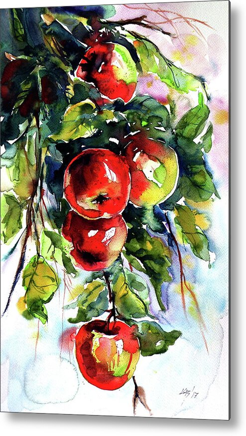Apples Metal Print featuring the painting Apples #1 by Kovacs Anna Brigitta