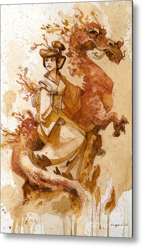 Steampunk Metal Print featuring the painting Honor and Grace by Brian Kesinger