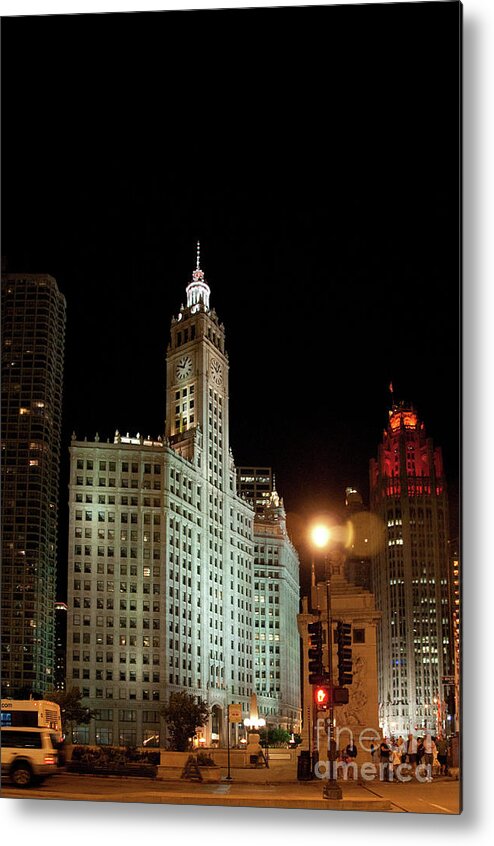 Chicago Metal Print featuring the photograph Looking North on Michigan Avenue at Wrigley Building by David Levin