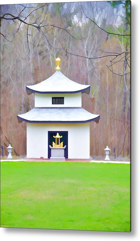 Mahayana Buddhist Temple Metal Print featuring the painting Mahayana Buddhist Temple 2 #1 by Jeelan Clark