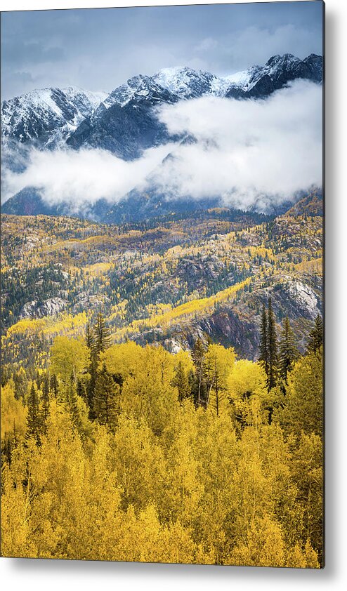 Aspens Metal Print featuring the photograph Mountain Clouds in Autumn by Jen Manganello